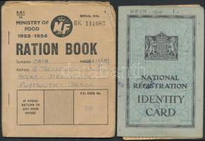 1948-1954 Brit igazolvány és élelmiszer jegy füzet.