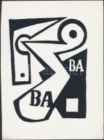 Kassák Lajos (1887-1967): Kompozíció. Szitanyomat, papír, jelzés nélkül, 26x20 cm