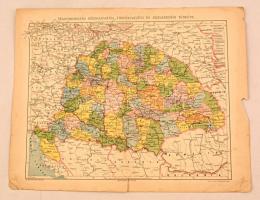 cca 1900 Magyarország közigazgatási, törvénykezési, és közlekedési térképe, rajzolta Homolka József, nyomtatta, Kellner és Mohlrüder, Budapest, Athenaeum Kézi Lexikona, szakadással, 24x31 cm.