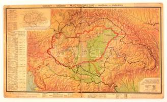 cca 1920-1930 Magyarország térképe, a magyarság eloszlása a trianoni határok után, dombornyomott térkép, félbehajtott, 29x48 cm