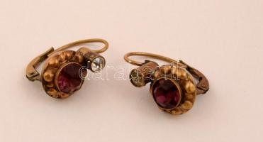 Régi bizsu fülbevaló cirkónia kővel díszítve