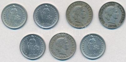 Svájc 1926. 10r Cu-Ni + 1929. 10r Cu-Ni + 1944. 10r Cu-Ni + 1968-1971. 1/2Fr Cu-Ni (4x) T:2
Switzer...