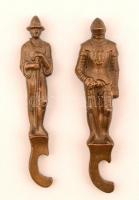2 db figurális sörnyitó, bronz, h:10,5 cm