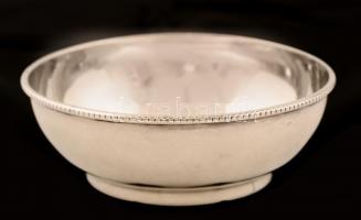 Ezüst (Ag.) mini tálca és kis tálka, jelzett, mesterjeggyel, d:9 és 11,5 cm, nettó: 136 g (együtt)