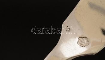 Ezüst (Ag.) kaviár kés és villa szett ( 6db 2×), jelzett, mesterjeggyel, h:14 és 13 cm, összesen:12 ...