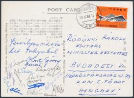 1964 Az olimpia bajnok magyar football válogatott tagjai által aláírt és hazaküldött képeslap