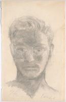 Udvardi Gyula (1925-2013): Férfi portré, mosolygó lány, 2 db ceruza rajz, papír, 20×12 cm  (2×)