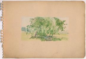 Kömpöczi Balogh Endre (1911-1977): Vázlatfüzet: kettő ceruza rajz, 4 db akvarell, 2 szén, 1 tempera,...