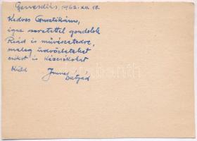 Oppel Imre prof. (Keszthely, 1883 - ) Karácsonyi üdvözlőlap. Akvarell, papír. Jelzett, 1962. 16x12 c...