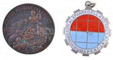 1954. "Dunai árvízvédelemért" Br jelvény (37mm) + DN "1848" Cu kitűző + "Kohászati Alapanyagellátó Vállalat Budapest" zománcozott fém jelvény füllel T:2,2- szennyeződés