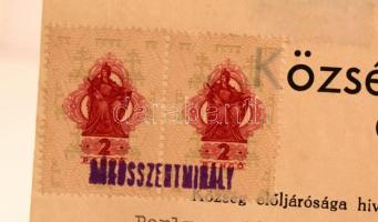 1940 Budapest, Rákosszentmihály. Községi bizonyítvány politikai magatartás igazolására. Okmány-  és ...