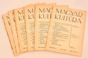 1938 Magyar Kultúra, XXV. évfolyam, 6 szám, töredék évfolyam, különféle minőségben.