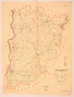 1957 Bács-Kiskun megye, Kartográfia Vállalat, Offset-nyomda, a hajtásoknál szakadásokkal, 59x46 cm.