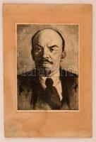 Ék Sándor (1902-1975): Lenin. Rézkarc, papír, jelzett, paszpartuban, 40x29 cm