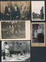 cca 1900-1950 Érdekes vegyes fotótétel(temetési menet, esküvő, iskola vagy árvaház, kirándulás, váro...