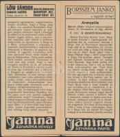cca 1920 Budapest, a Tivoli fényjátékház műsorfüzete számos reklámmal, az Aranypille filmszinopszisá...