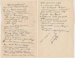 1940 Ortutay Gyula (1910-1978) Legalább parancsolj című fiatalkori versének autográf, aláírt kézirata.