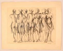 Barcsay jelzéssel: Női aktok. Ceruza, papír, gyűrött, 39×51 cm