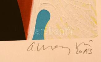 Aknay János (1949-): Angyall. Computer print 30/30, papír, jelzett, 16×16 cm