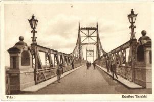 Tokaj, Erzsébet híd a Tisza folyón, kiadja Frankel Dezső, Tokaji Szüret 1933 So. Stpl. (EK)