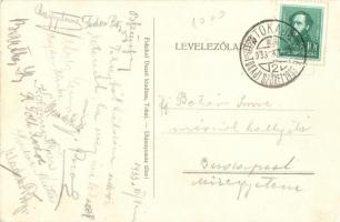 Tokaj, Erzsébet híd a Tisza folyón, kiadja Frankel Dezső, 'Tokaji Szüret 1933' So. Stpl. (...