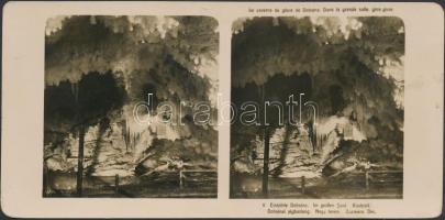 cca 1915 Dobsinai jégbarlang. Sztereófotó 9×18 cm