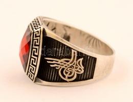Arab feliratú jelzett ezüst gyűrű csiszolt féldrágakővel. Felirat: Allah pörölye / Arabian silver ri...