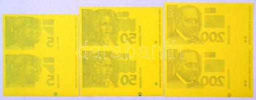 Horvátország ~1993. 5K előlapi színpróba + 50K előlapi színpróba + 200K elő- és hátlapi színpróba + ...