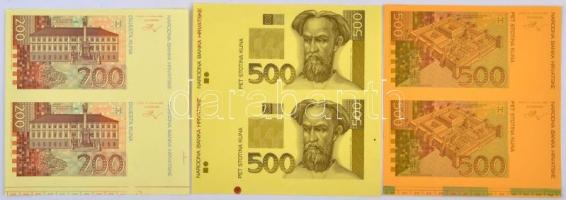 Horvátország ~1993. 5K előlapi színpróba + 50K előlapi színpróba + 200K elő- és hátlapi színpróba + ...