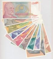 Jugoszlávia 1993. 5000D-500.000.000.000D inflációs sorozat (20x) T:I,I-
Yugoslavia 1993. 5000 Dinar...