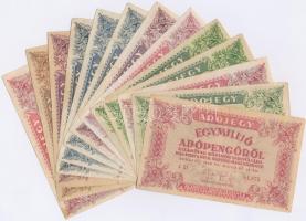 1946. 13db-os vegyes magyar adópengő bankjegy tétel, közte fordított címeres, sorozat- és sorszám nélküli T:II,III,III-