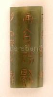 Marokkő tibeti jáde kőből, feliratokkal / Handle stone from tibet jade gem with inscriptions 55 mm