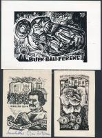 Nagy Lázár László (1935-): 3 db ex libris fametszet, papír, némelyik jelzéssel
