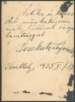 1935 Issekutz Lajos (1891-1969) huszárezredes fotója, a hátoldalán saját kezű ajándékozási soraival,...