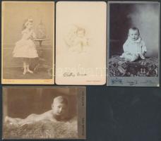 Keményhátú fotók, 10 db, főleg gyermekfotók, különféle műtermekből (Schiller Mór(Ruttka), Gondy és E...