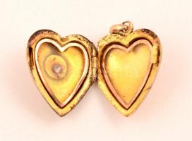 Szív alakú, fényképtartó medál, benne kis kővel 14K / Heart shaped small photo holder medal 2,7 g