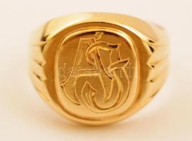 Arany pecsétgyűrű, 14K jelzett / Gold ring 14 C, size: 60; 5,9 g