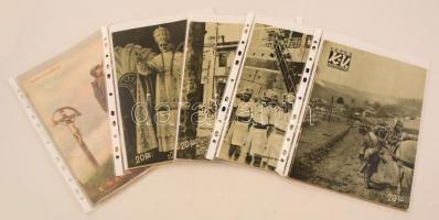 1938-1939 Képes Vasárnap: 6 db szám. Tűzött papírkötés, sok fotóval, érdekes cikkel, 33 p. Foltos.
