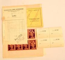 1940-1941 Finnországi utazási emlékek, valutalap, repülőjegy, vasúti jegy, 11 db