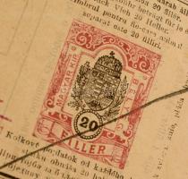 1919 Budapest, marhalevél lóvásárra, Budapest Székesfőváros községi lóhús-üzemének pecsétjével, elko...