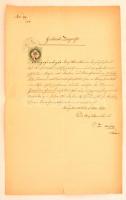 1876 Születési anyakönyvi kivonat okmánybélyeggel, Weisse József vágújhelyi rabbi aláírásával, hajtva