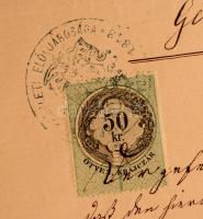 1876 Születési anyakönyvi kivonat okmánybélyeggel, Weisse József vágújhelyi rabbi aláírásával, hajtv...