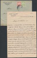 1916 Szatmár, Steuer Ábrahám rabbi, hittanár saját kezű levele / Ábrahám Steuer rabbis letter