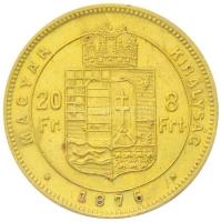 1876KB 8Ft/20Fr Au "Ferenc József" (6.43g/0.900) T:2,2-
Hungary 1876KB 8 Forint/20 Francs...