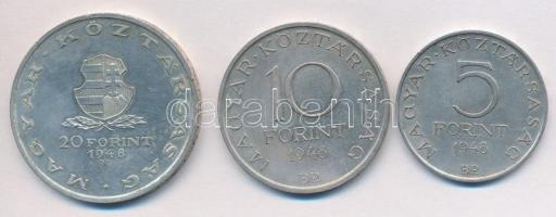 1948. 5Ft Ag "Petőfi" + 10Ft Ag "Széchenyi" + 20Ft Ag "Táncsics" - &qu...