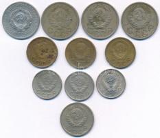 Szovjetunió 1925. 20k Ag + 1936-1957. 2k Al-Br (3x) + 10k Cu-Ni (3x) + 15k Cu-Ni + 20k (3xklf) T:2,2...