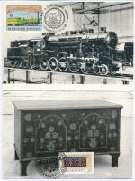 11 db MODERN motívumos Carte Maximum képeslap; vonat, folklór, köztük So. Stpl. / 11 modern CM motiv...