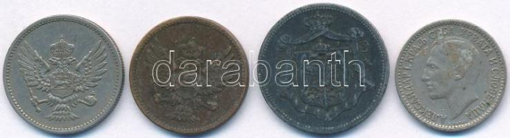 Vegyes: Montenegró 1908. 10p Ni + 1913. 2p Br + Szerb-Horvát-Szlovén Királyság 1920. 10p Zn + 1925. ...
