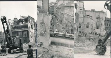 cca 1965 Budapest, a Nemzeti Színház bontása, 5 db vintage fotó, 9x14 cm