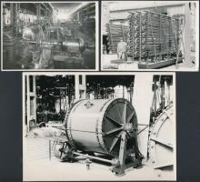 cca 1925 Budapest, Röck István Gépgyára, 13 db vintage fotó és egy boríték a gyárból, 13x18 cm és 8x...